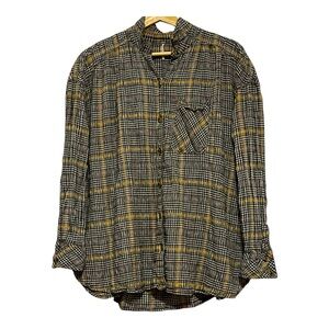 FREE PEOPLE Break My Stripe Plaid Shirt In Black